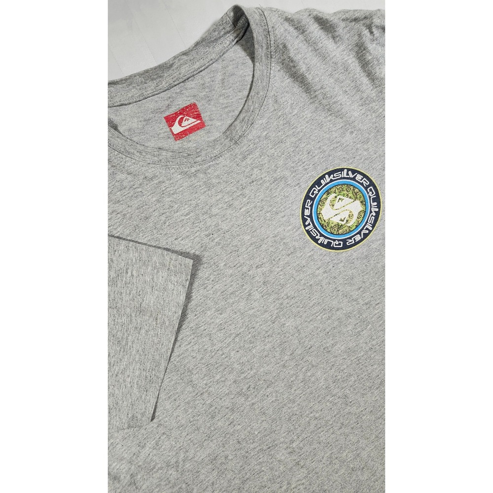 Quiksilver Mens S Graphic T-Shirt Gray Short Sleeve Cotton Logo Crew Neck 0058